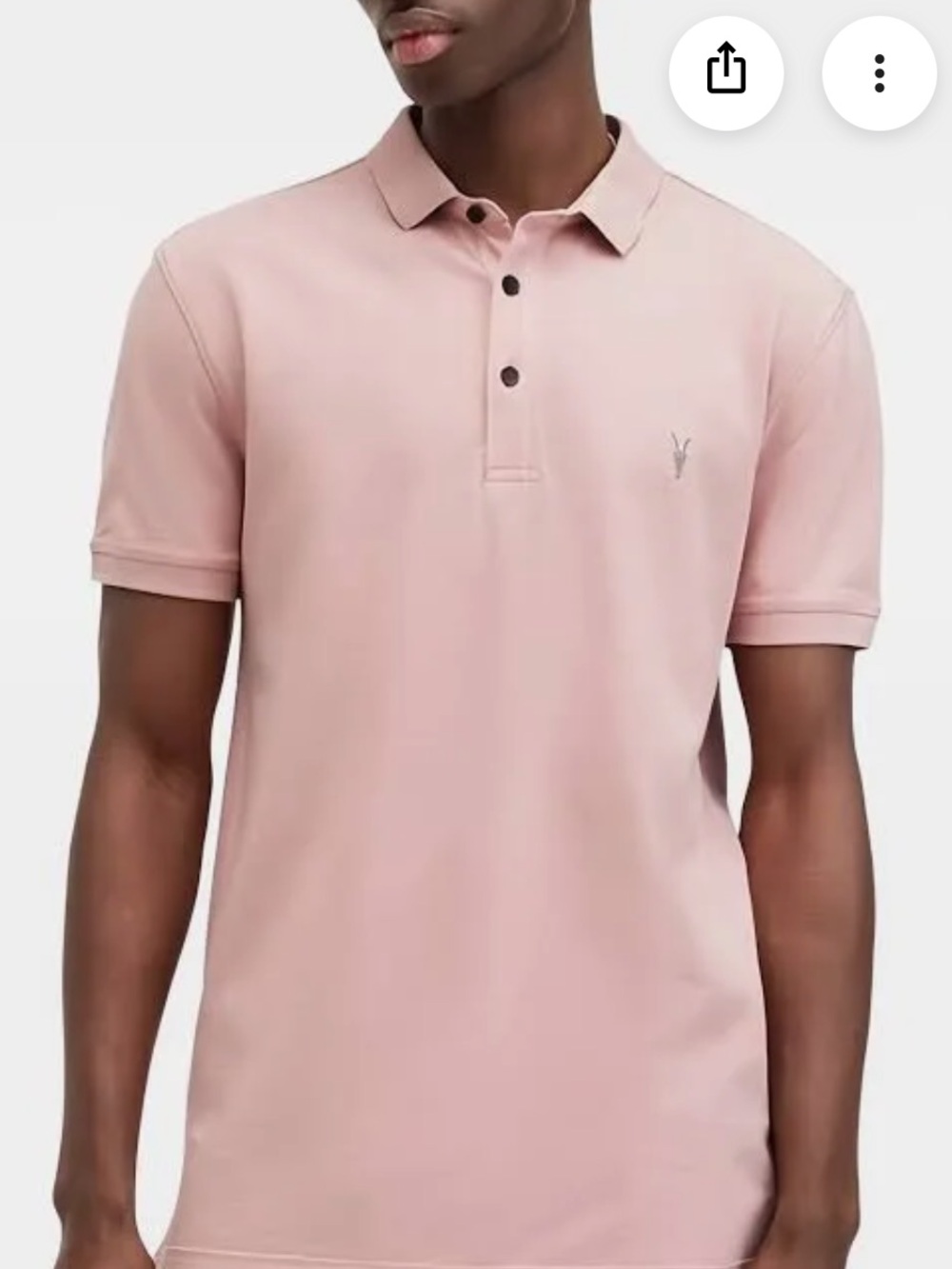 AllSaints Reform Short Sleeve Polo Light Pink Medium